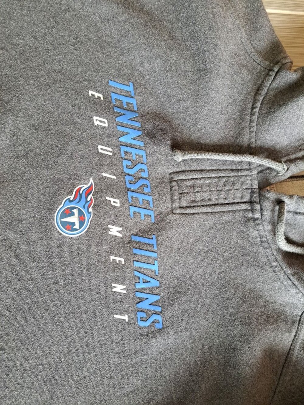 Vtg Reebok Tennessee Titans NFL Equipment Gray Hoodie 2XL Cotton Drawstring Mens - Picture 2 of 10